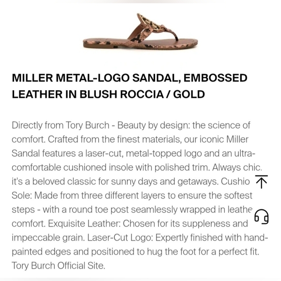 Tory Burch Miller Metal-Logo Embossed Snake Leather Sandals Blush Rossia/ US 7.5 - Picture 16 of 16